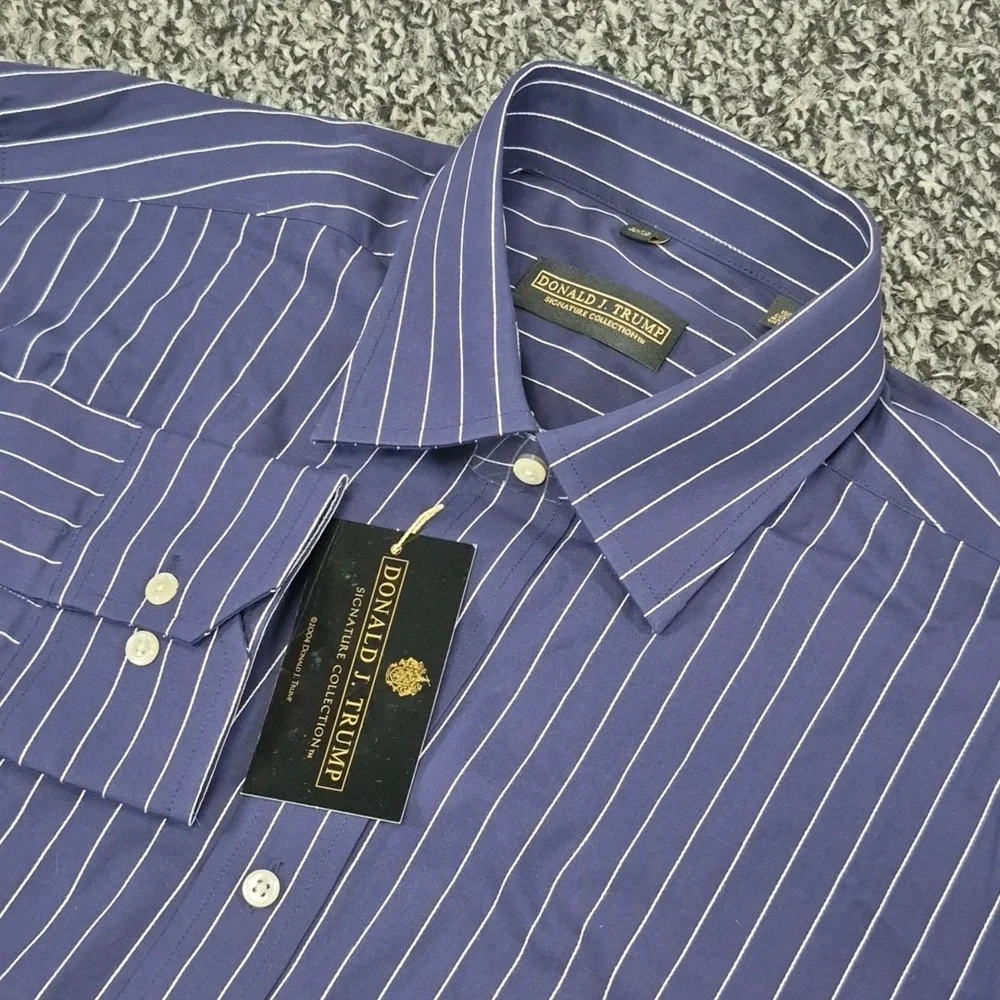 NWT‎ Donald J Trump Long Sleeve Signature Collection Shirt Mens 17 32/33 Blue